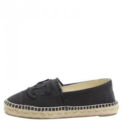 Pre Owned Chanel Black Canvas CC Espadrilles Size 36