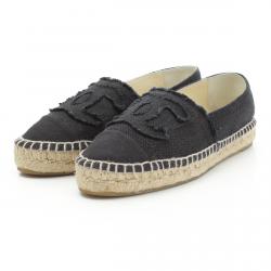 Pre Owned Chanel Black Canvas CC Espadrilles Size 36