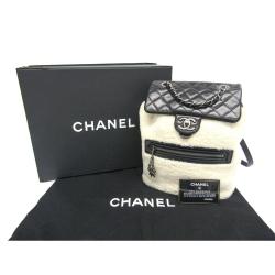 Pre Owned Chanel Bi Color Quilted Leather/Shearling Small Mountain Backpack