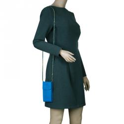 Pre Owned Chanel Blue CC Leather Crossbody Phone Pouch
