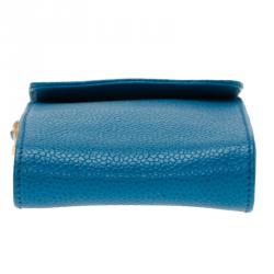 Pre Owned Chanel Blue CC Leather Crossbody Phone Pouch