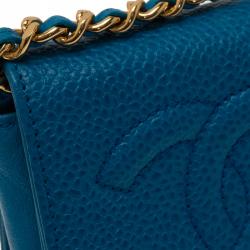Pre Owned Chanel Blue CC Leather Crossbody Phone Pouch