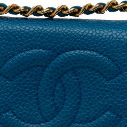 Pre Owned Chanel Blue CC Leather Crossbody Phone Pouch