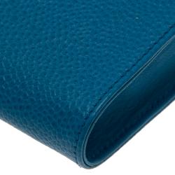 Pre Owned Chanel Blue CC Leather Crossbody Phone Pouch