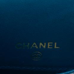 Pre Owned Chanel Blue CC Leather Crossbody Phone Pouch