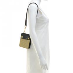 Pre Owned Chanel Bi Color Quilted Lambskin Mini Pouch Bag