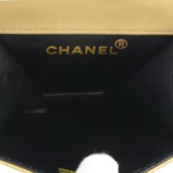 Pre Owned Chanel Bi Color Quilted Lambskin Mini Pouch Bag