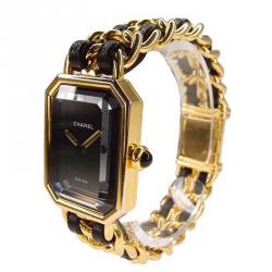 Chanel Black Gold-Plated Steel Première Women's Wristwatch 20MM