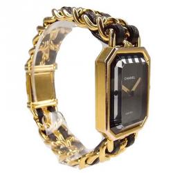 Chanel Black Gold-Plated Steel Première Women's Wristwatch 20MM