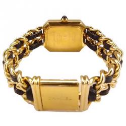 Chanel Black Gold-Plated Steel Première Women's Wristwatch 20MM