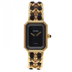 Pre Owned Chanel Black Gold-Plated Stainless Steel Première Women's Wristwatch 20MM