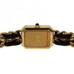 Pre Owned Chanel Black Gold-Plated Stainless Steel Première Women's Wristwatch 20MM