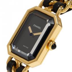 Pre Owned Chanel Black Gold-Plated Steel Première Women's Wristwatch 20MM