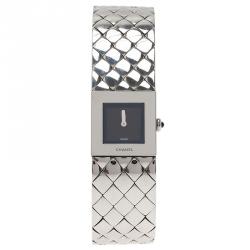 Pre Owned Chanel Black Stainless Steel Matelasse Women's Wristwatch 19MM