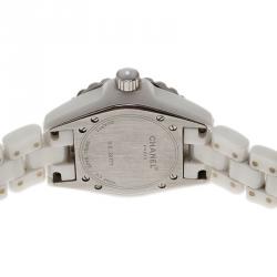 Pre Owned Chanel White Ceramic J12 Diamond H0967 Women's Wristwatch 33MM