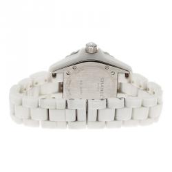 Pre Owned Chanel White Ceramic J12 Diamond H0967 Women's Wristwatch 33MM