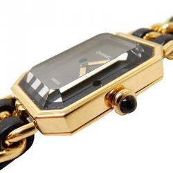 Pre Owned ساعة يد نسائية شانيل بريميير ستانلس ستيل مطلي ذهب سوداء 20مم