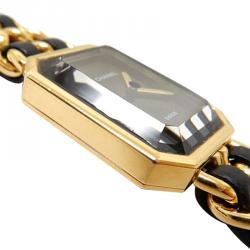 Pre Owned ساعة يد نسائية شانيل بريميير ستانلس ستيل مطلي ذهب سوداء 20مم