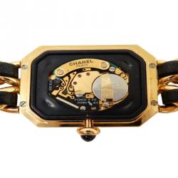 Pre Owned ساعة يد نسائية شانيل بريميير ستانلس ستيل مطلي ذهب سوداء 20مم
