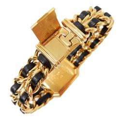 Pre Owned ساعة يد نسائية شانيل بريم يير ستانلس ستيل مطلي ذهب سوداء 20مم