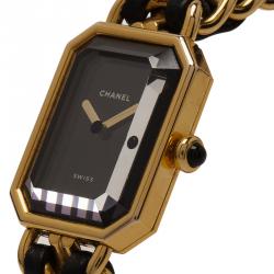 Pre Owned Chanel Black Gold-Plated Stainless Steel Première Women's Wristwatch 20MM 
