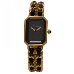 Pre Owned Chanel Black Gold-Plated Stainless Steel Première Women's Wristwatch 20MM 
