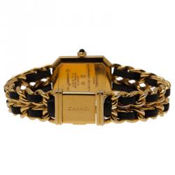 Pre Owned Chanel Black Gold-Plated Stainless Steel Première Women's Wristwatch 20MM 