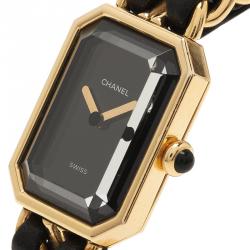 Pre Owned Chanel Black Gold-Plated Stainless Steel Premiere Women's Wristwatch 20MM