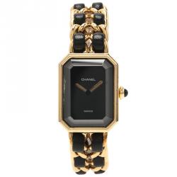 Pre Owned Chanel Black Gold-Plated Stainless Steel Premiere Women's Wristwatch 20MM