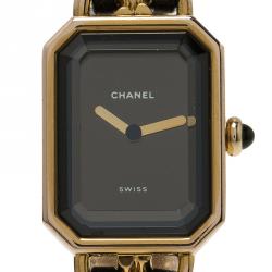 Pre Owned Chanel Black Gold-Plated Stainless Steel Premiere Women's Wristwatch 20MM