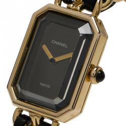 Pre Owned Chanel Black Gold-Plated Stainless Steel Premiere Women's Wristwatch 20MM
