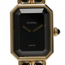 Pre Owned Chanel Black Gold-Plated Stainless Steel Premiere Women's Wristwatch 20MM