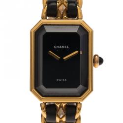 Chanel Black Gold-Plated Stainless Steel Premiere Women's Wristwatch 20MM
