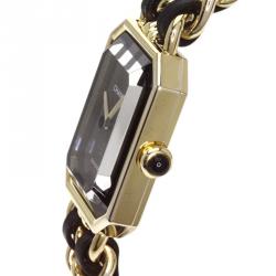 Pre Owned Chanel Black Gold-Plated Stainless Steel Premiere Women's Wristwatch 20MM