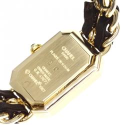 Pre Owned Chanel Black Gold-Plated Stainless Steel Premiere Women's Wristwatch 20MM