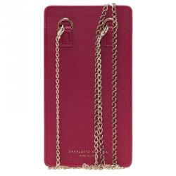 Pre Owned Charlotte Olympia Magenta Leather Feline iPhone 6 Case with Chain