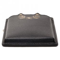 Pre Owned Charlotte Olympia Black Leather Feline iPhone 6 Case with Chain