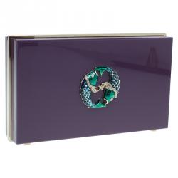 Charlotte Olympia Purple Perspex Pieces Zodiac Pandora Box Clutch 