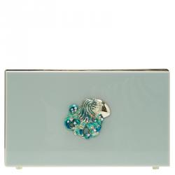 Pre Owned Charlotte Olympia Grey Perspex Aquarius Zodiac Pandora Box Clutch 