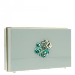 Pre Owned Charlotte Olympia Grey Perspex Aquarius Zodiac Pandora Box Clutch 