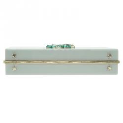 Pre Owned Charlotte Olympia Grey Perspex Aquarius Zodiac Pandora Box Clutch 