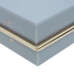 Pre Owned Charlotte Olympia Grey Perspex Aquarius Zodiac Pandora Box Clutch 