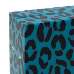 Pre Owned Charlotte Olympia Blue Leopard Print Perspex Spider Pandora Box Clutch