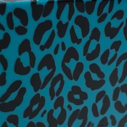 Pre Owned Charlotte Olympia Blue Leopard Print Perspex Spider Pandora Box Clutch