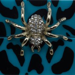 Pre Owned Charlotte Olympia Blue Leopard Print Perspex Spider Pandora Box Clutch