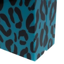 Pre Owned Charlotte Olympia Blue Leopard Print Perspex Spider Pandora Box Clutch