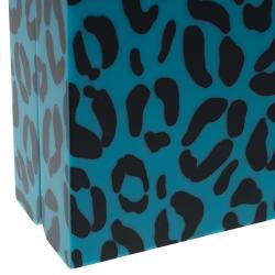 Pre Owned Charlotte Olympia Blue Leopard Print Perspex Spider Pandora Box Clutch