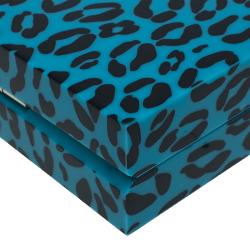 Pre Owned Charlotte Olympia Blue Leopard Print Perspex Spider Pandora Box Clutch