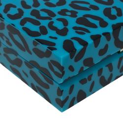 Pre Owned Charlotte Olympia Blue Leopard Print Perspex Spider Pandora Box Clutch