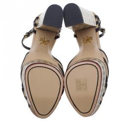 Charlotte Olympia Beige and Black Ay Caramba! Ankle Strap Sandals Size 40